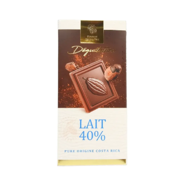 Chocolat au lait 40% Costa Rica tablette 100g Maison Montfève